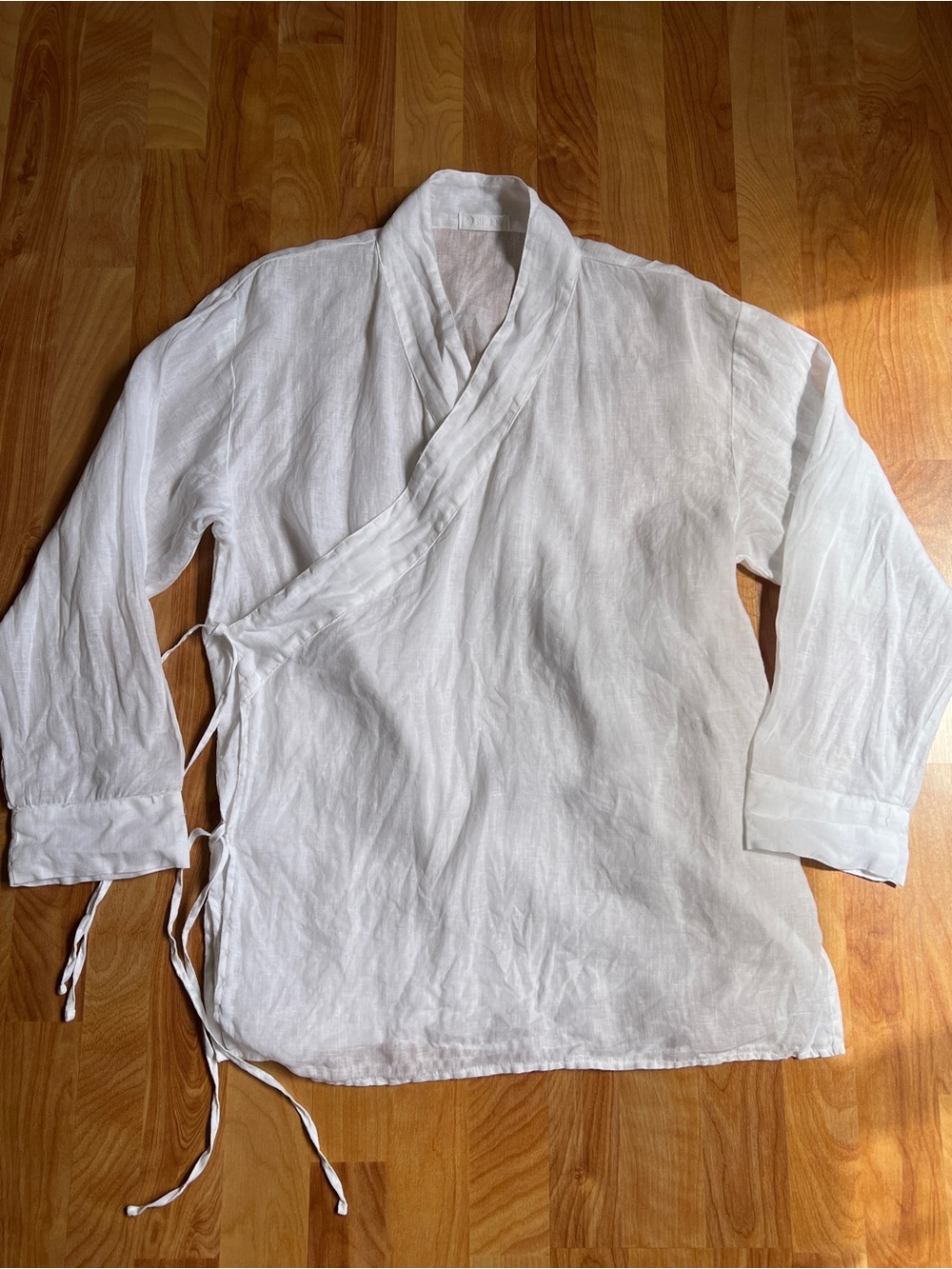 CP Shades White Wrap-Front Linen Shirt Jacket